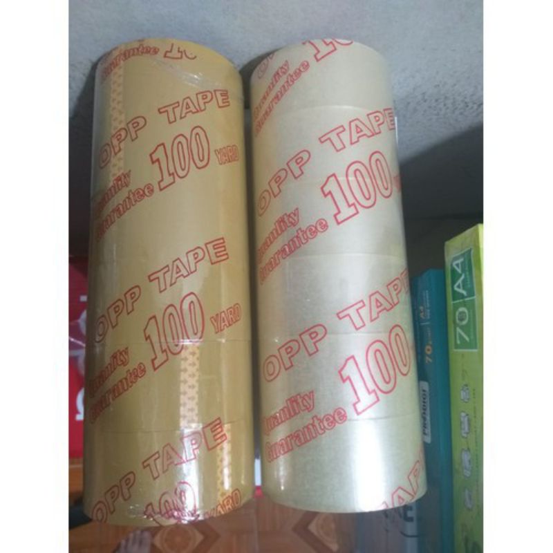 BĂNG KEO TRONG-BĂNG KEO ĐỤC 100 YARD, GỒM 6 CUỘN, NẶNG 1KG LOẠI TỐT