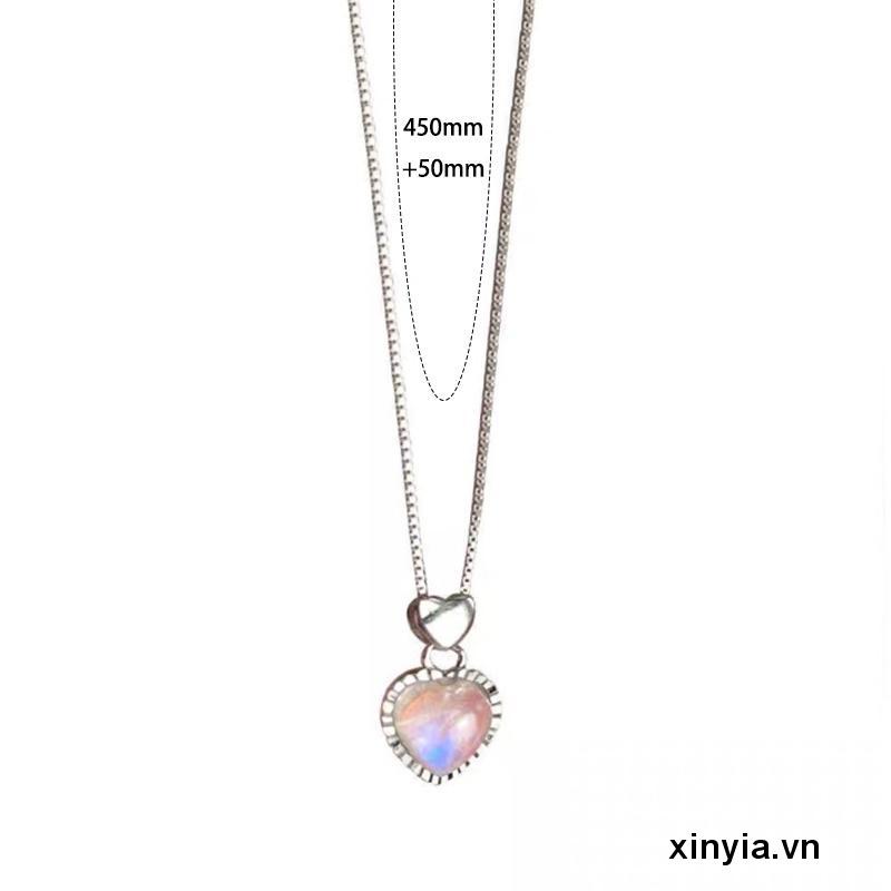Mặt Vòng cổ Hình Trái Tim Đá Mặt Trăng Nhỏ Đơn Giản Cho Nữ