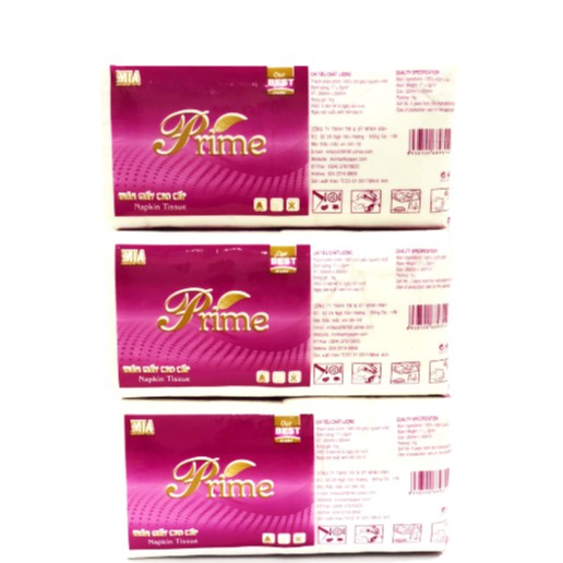 GIẤY ĂN GIẤY VUÔNG PRIME  KHỔ 30x30  - COMBO 2 GÓI MÀNG TÍM