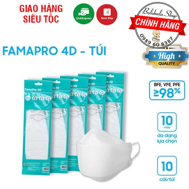 Túi 10 Khẩu trang 4D Famapro cao cấp/ KL MASK công nghệ Hàn Quốc