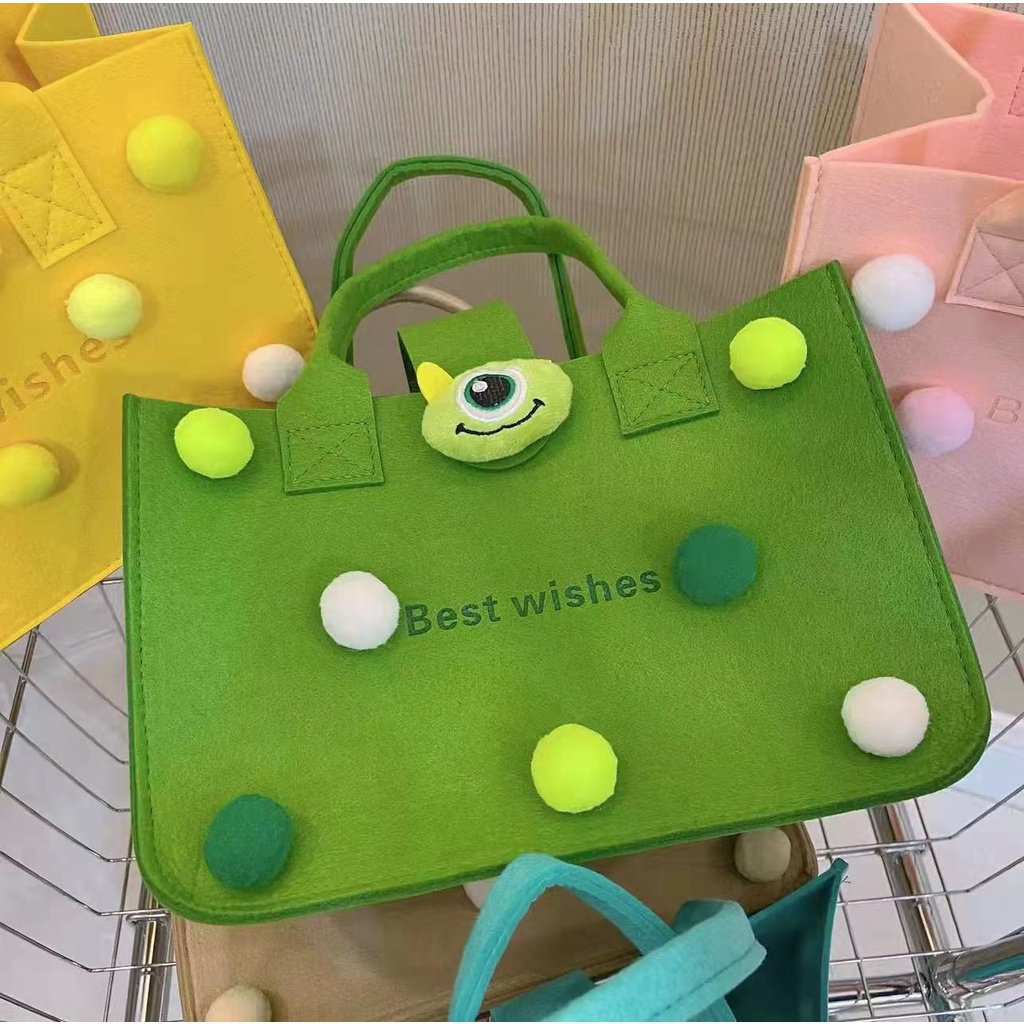 [HB GIFT] Túi nỉ hình gấu dâu vải xốp đứng dáng fom cứng cáp siêu nhẹ kèm họa tiết hoạt hình mẹ và bé