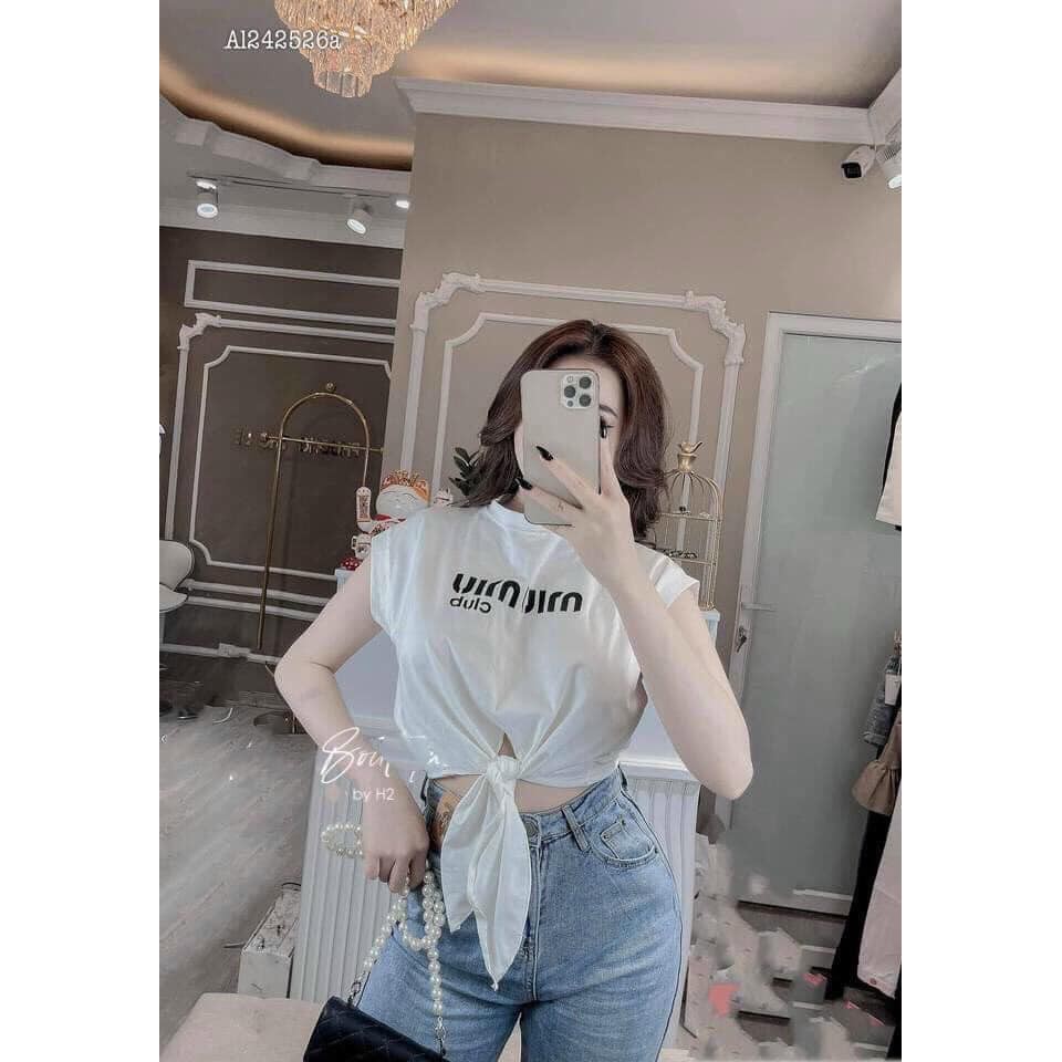 Áo phông nữ buộc vạt Miu miu