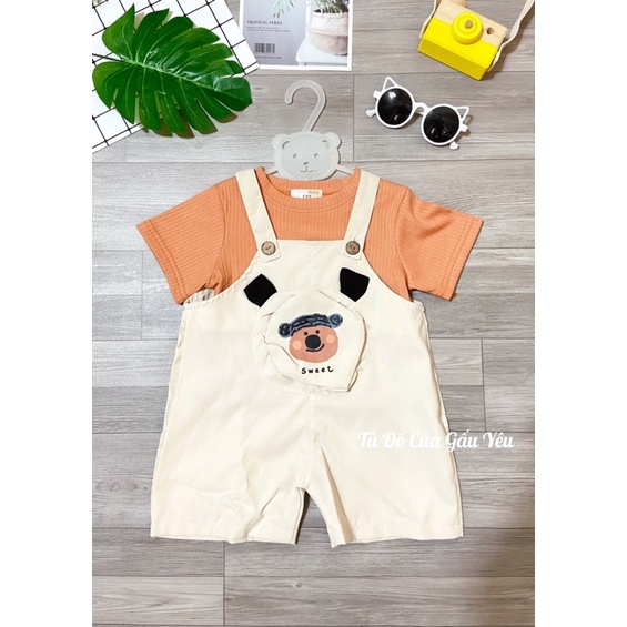 Set yếm áo thun cộc tay cho bé