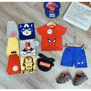 Bộ Cộc Tay Thun Lạnh Siêu Nhân Cổ Tim Lãng Tử Cho Bé Q61 - Unchi Store