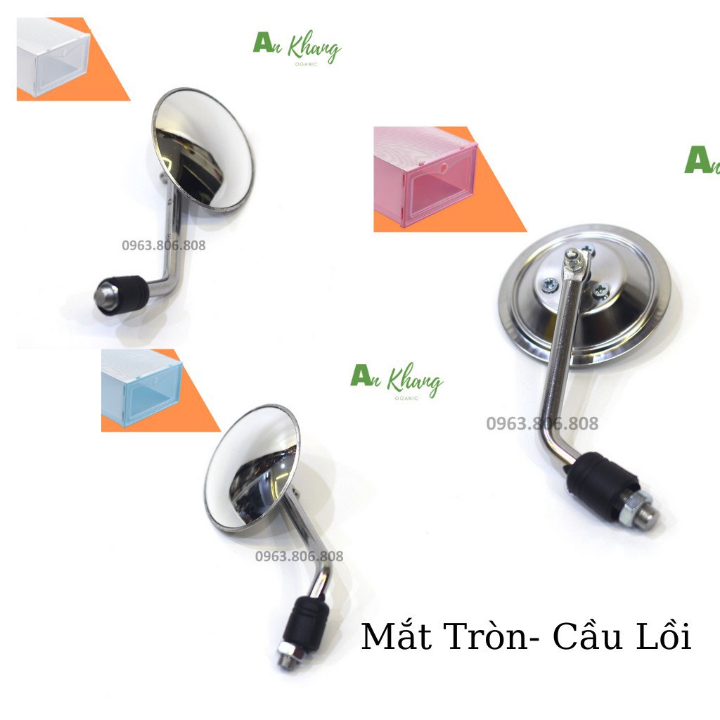 Gương Xe Máy Thời Trang- Gương Chiếu Hậu Tròn Cầu Lồi,Chữ Nhật, Mắt Mèo Nhỏ Gọn-Phù Hợp Xe wave,Sh. Lead