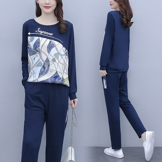 Set quần dài và áo thun tay dài thời trang phong cách cho nữ