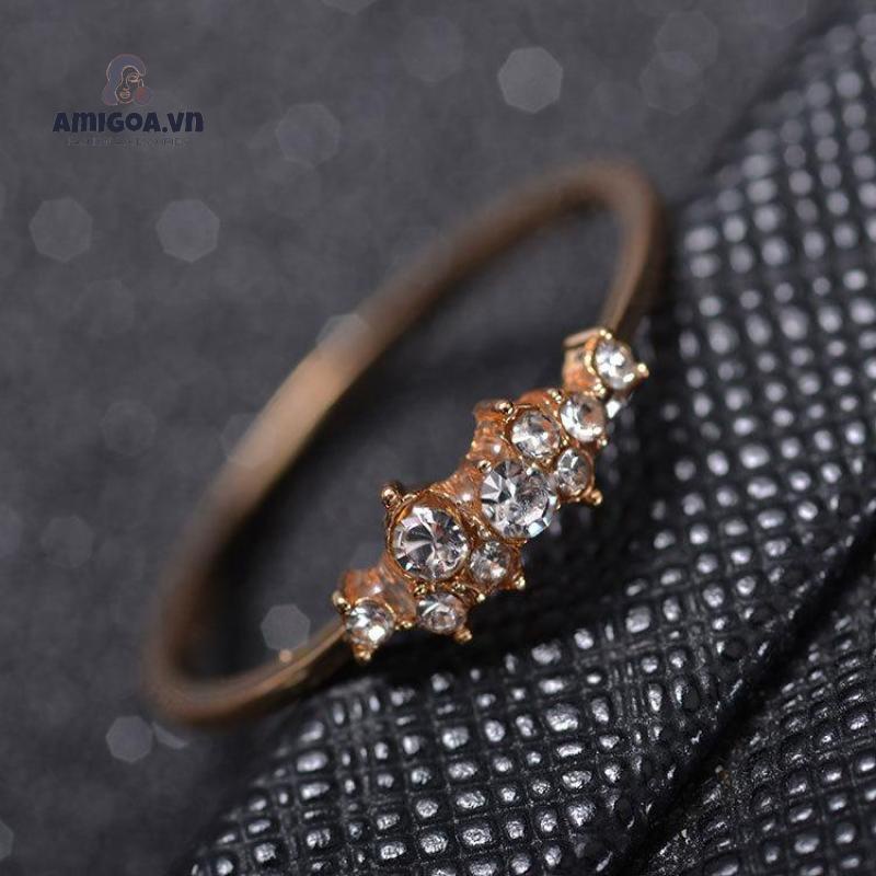 ✨✨Nhẫn Đính Hôn Nữ Mạ Vàng 14k Đính Kim Cương Nhân Tạo