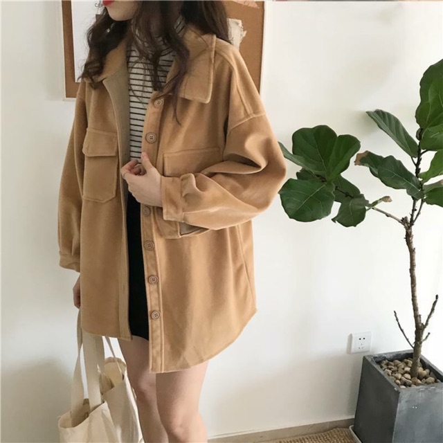 Áo dạ mỏng dáng rộng