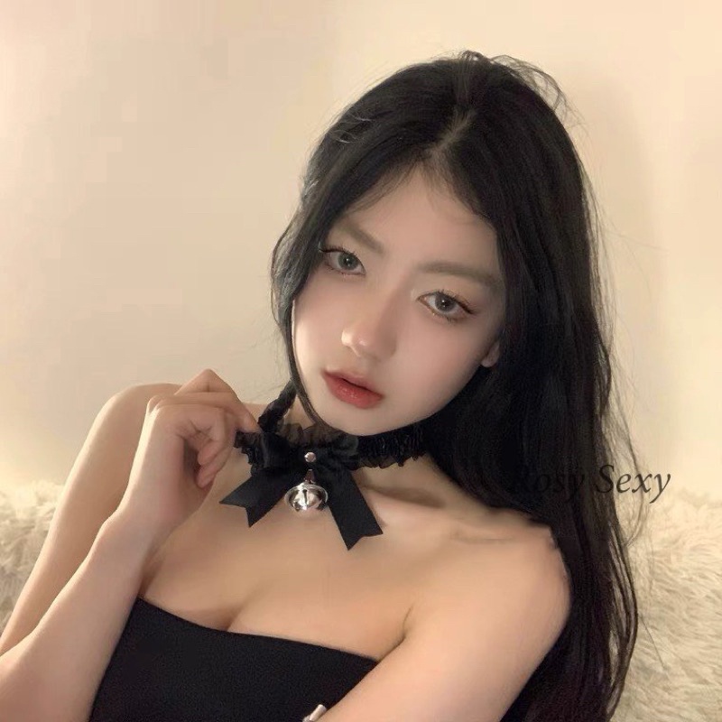 Vòng cổ vòng đeo chân choker hoá trang phối nơ chuông chất liệu voan sexy PK34