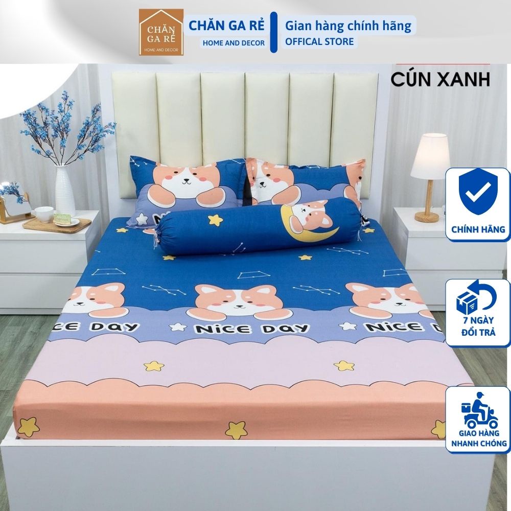 Bộ ga gối m6/m8 drap giường (1 ga+ 2 gối nằm) chất liệu cotton poly mềm mịn