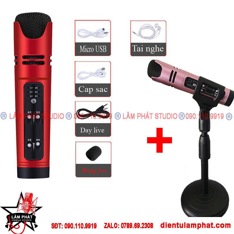 [Mã ELMSBC giảm 8% đơn 300k] Micro C16 Livestream, Hát Karaoke Tích Hợp Sound card và micro thu âm - Loại 1