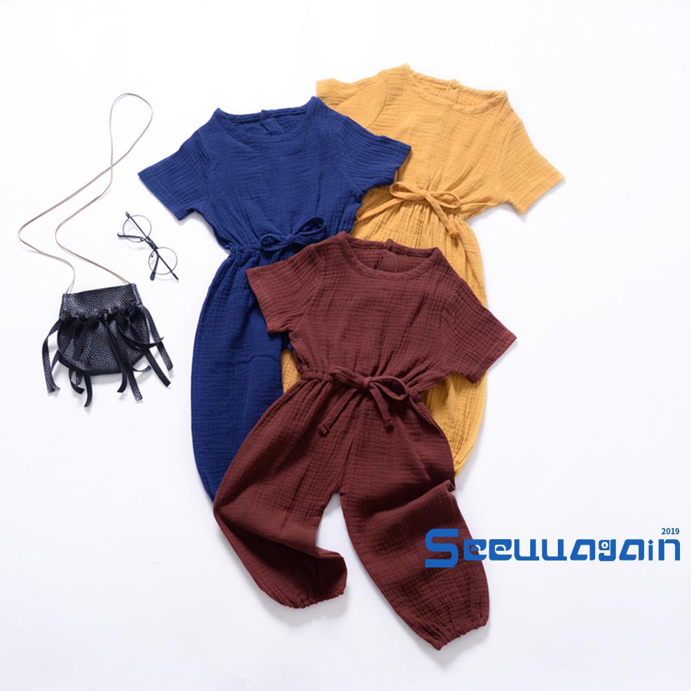 Jumpsuit Màu Trơn Thiết Kế Đơn Giản Cho Bé