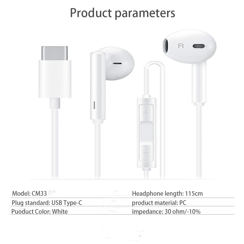 Tai Nghe Nhét Tai Cm33 Usb Type C Có Mic Cho Huawei Mate 10 20 P20 Pro Xiaomi 2s 6x Mi8