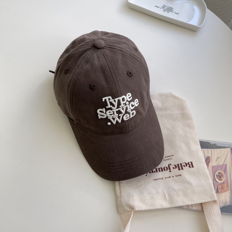 Mũ lưỡi trai thêu chữ màu hồng hoa anh đào phong cách Hàn Quốc cho nữ