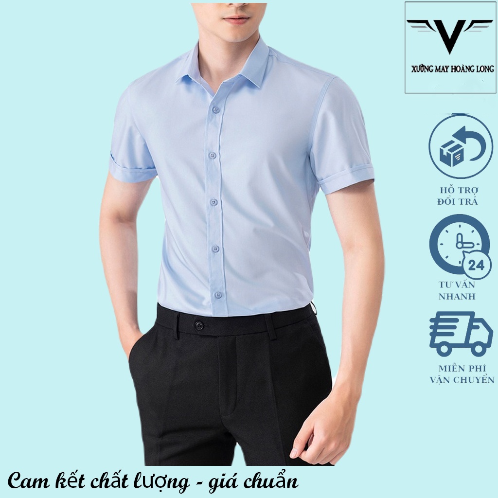 áo sơ mi nam cộc tay chất vải cotton lụa