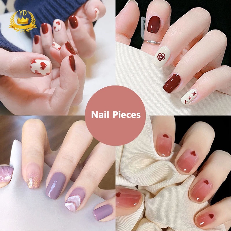 [Hàng mới về] Set 24 móng tay giả họa tiết đáng yêu có keo dán tiện lợi HB