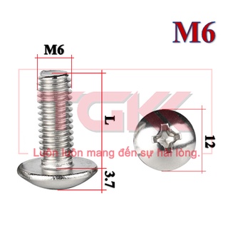 Bulong chỏm cầu to inox 201 M6