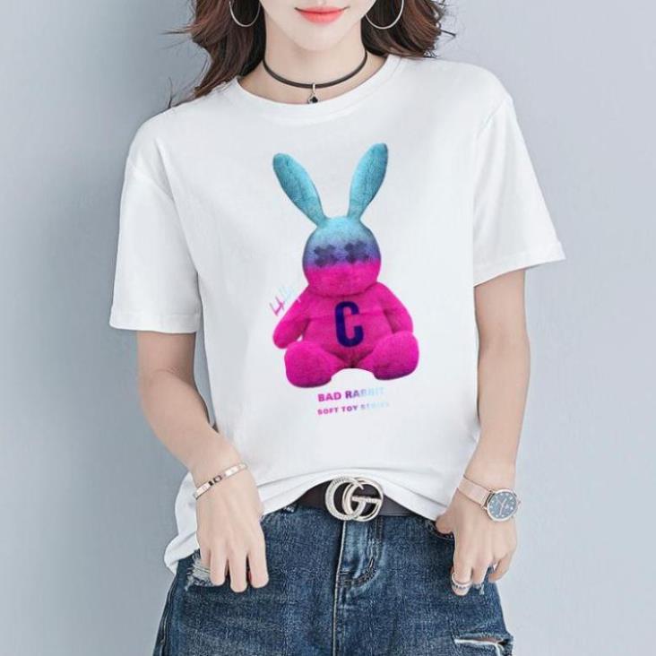 Áo hot hòn họt, áo thun nữ in hình gấu cute, gấu 7 màu cute, thỏ 7 màu cute, vải cotton mịn, mát, tr