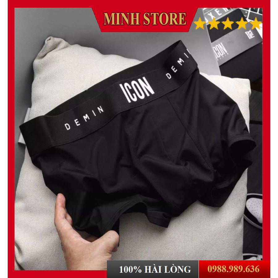 Quần lót nam thun lạnh, Quần Sịp Đùi Nam ICON, Quần xì nam BOXER nam co dãn 4 chiều (Che Tên) - MINHSTORE