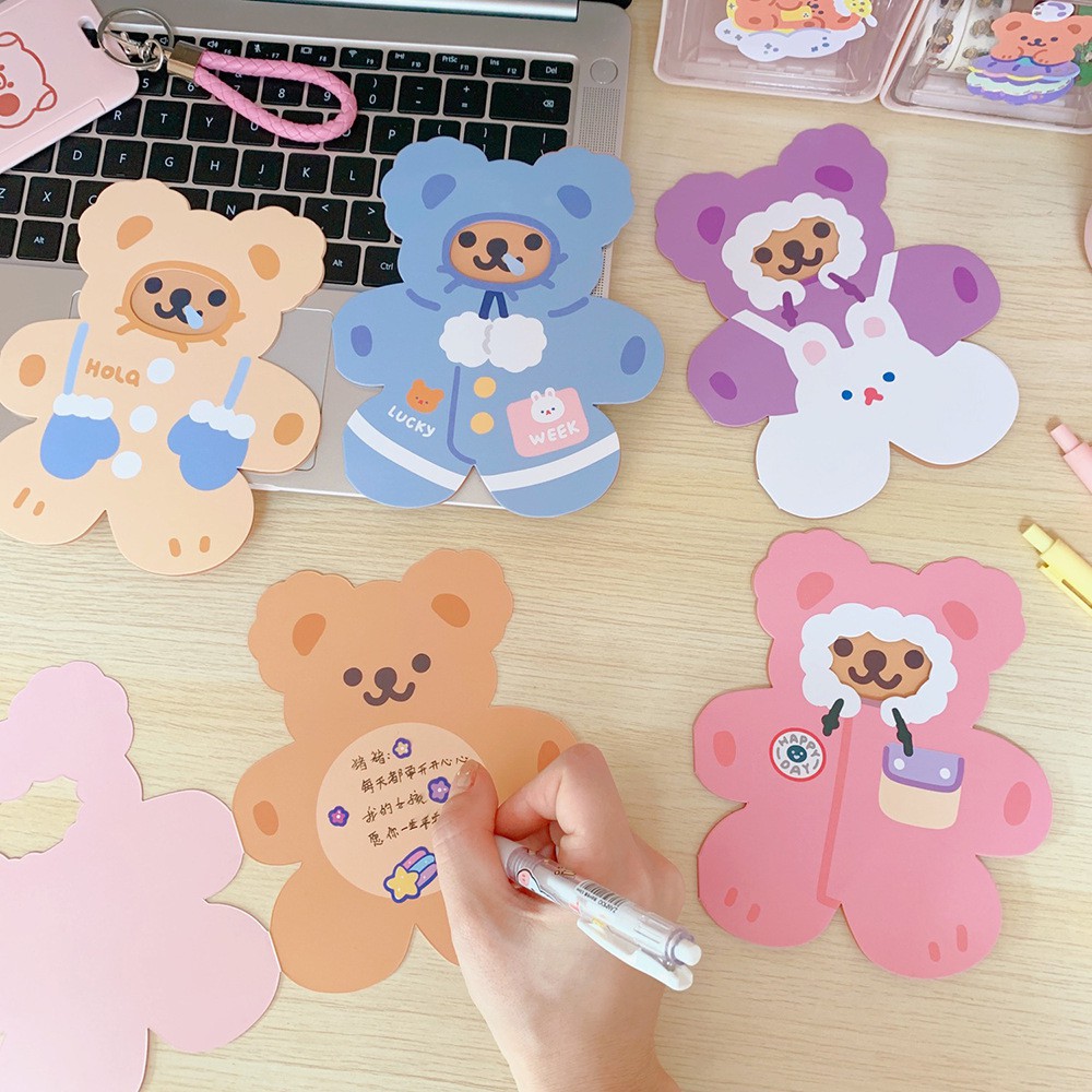 Thiệp Gấp Ghi Lời Chúc Hình Gấu Cute Bear