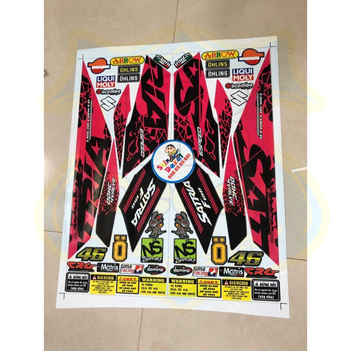 ( Quí khách vui lòng mang ra tiệm cho thợ dán ) Tem satria fi báo đốm