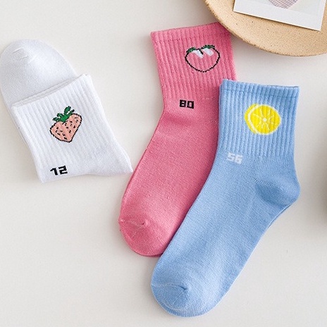 Vớ Cotton Đa Dạng Mẫu Mã - Tất Nữ Mùa Đông Mang Ấm Cho Chân Hình Trái Cây Nhiều Màu Sắc