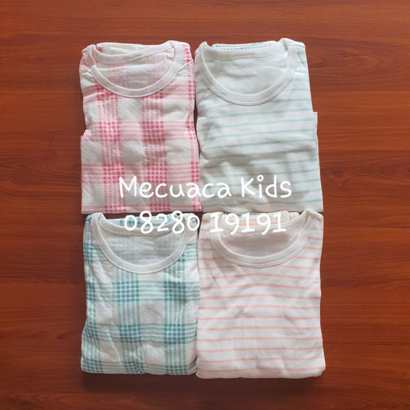 Bộ ngủ dài tay cotton thu đông xuất Hàn kẻ sọc caro kẻ ngang cho bé trai bé gái