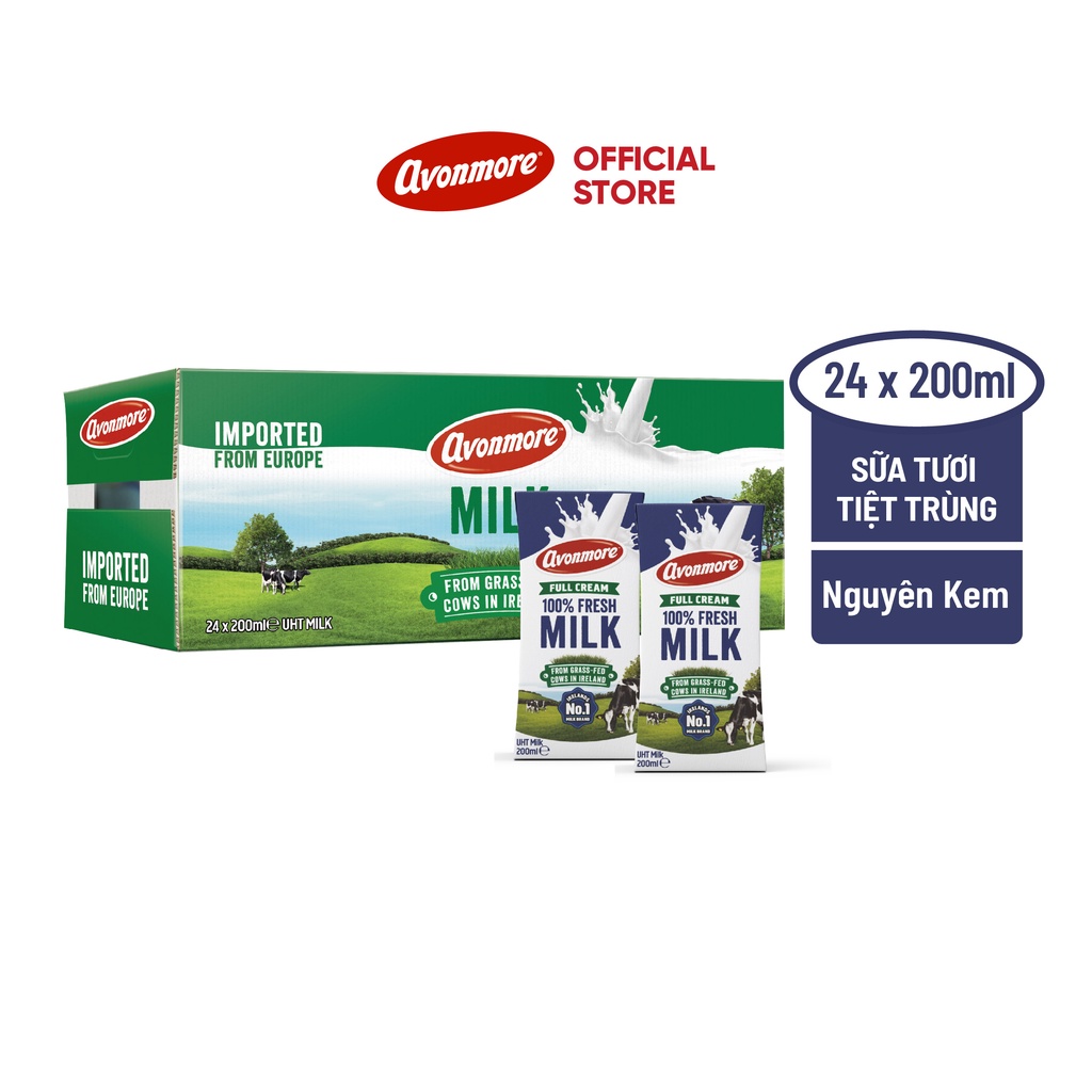 Sữa Tươi Tiệt Trùng Avonmore nguyên kem 200ml - Thùng 24 hộp