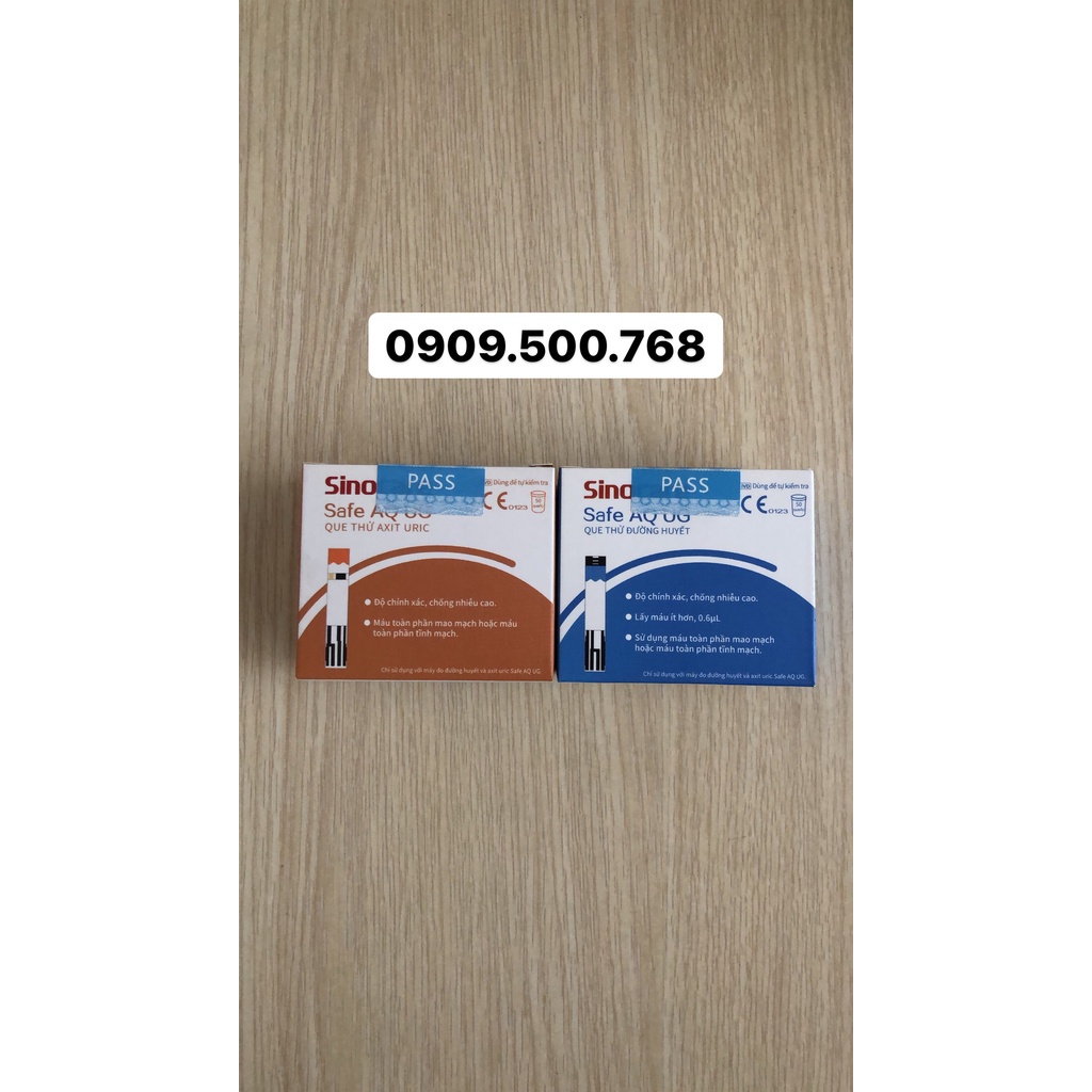 Que thử ĐƯỜNG HUYẾT/ACID URIC SINO SAFE AQ UG – HỘP 50 QUE