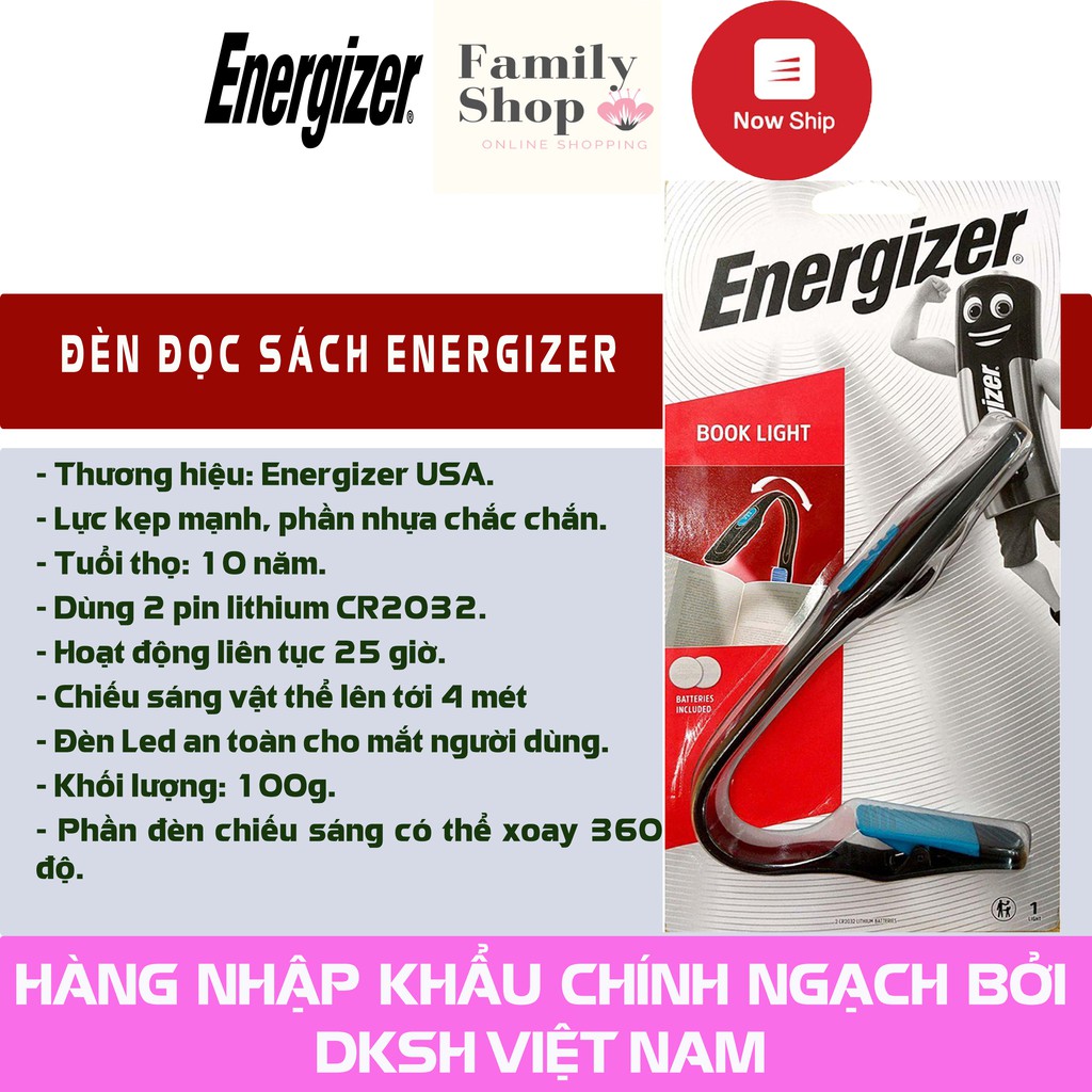 [Hàng Chính Hãng] 1 Energizer Đèn Đọc Sách Book Light.