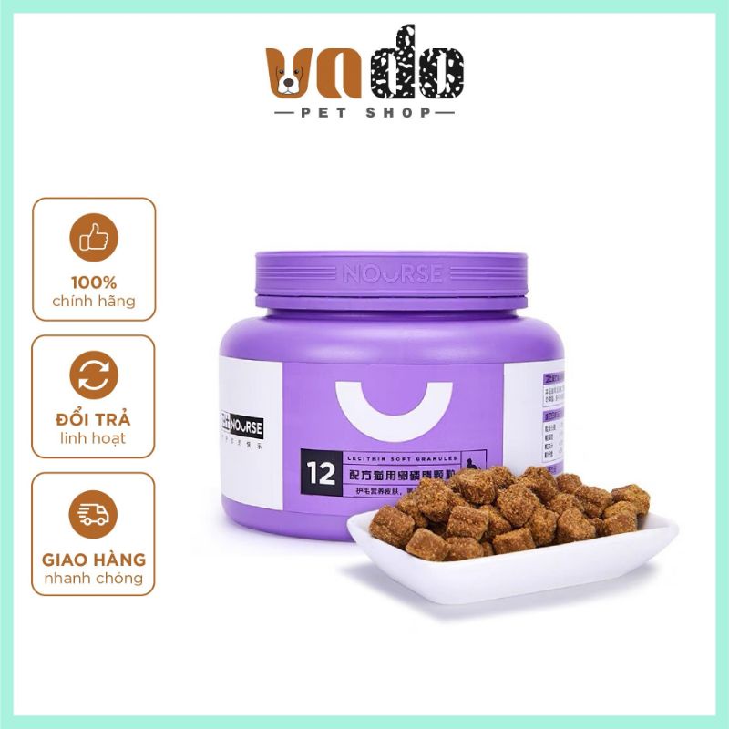 [Nourse 12] Dưỡng lông cho mèo - viên mềm thơm ngon ngăn ngừa rụng lông và phục hồi da lông cho mèo