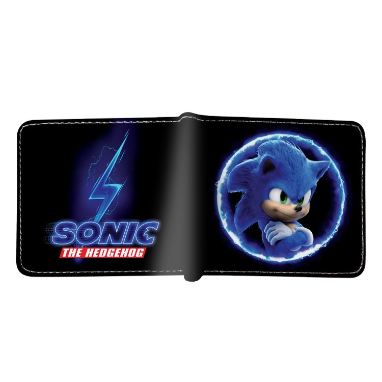 Ví Sonic Ngắn Nửa Gấp Đựng Thẻ Full Màu Hoạt Hình Anime Nam Trẻ Em Ví Đựng Tiền Xu Bé Trai