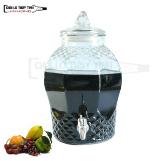 Bình ngâm rượu thủy tinh 8833 15 lít có van và không van