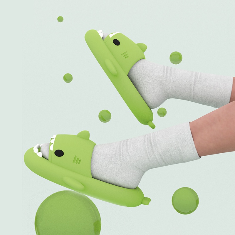 Dép Đi Trong Nhà Đế Mềm Chống Trượt Hình Cá Mập Dành Cho Ba Mẹ Và Bé