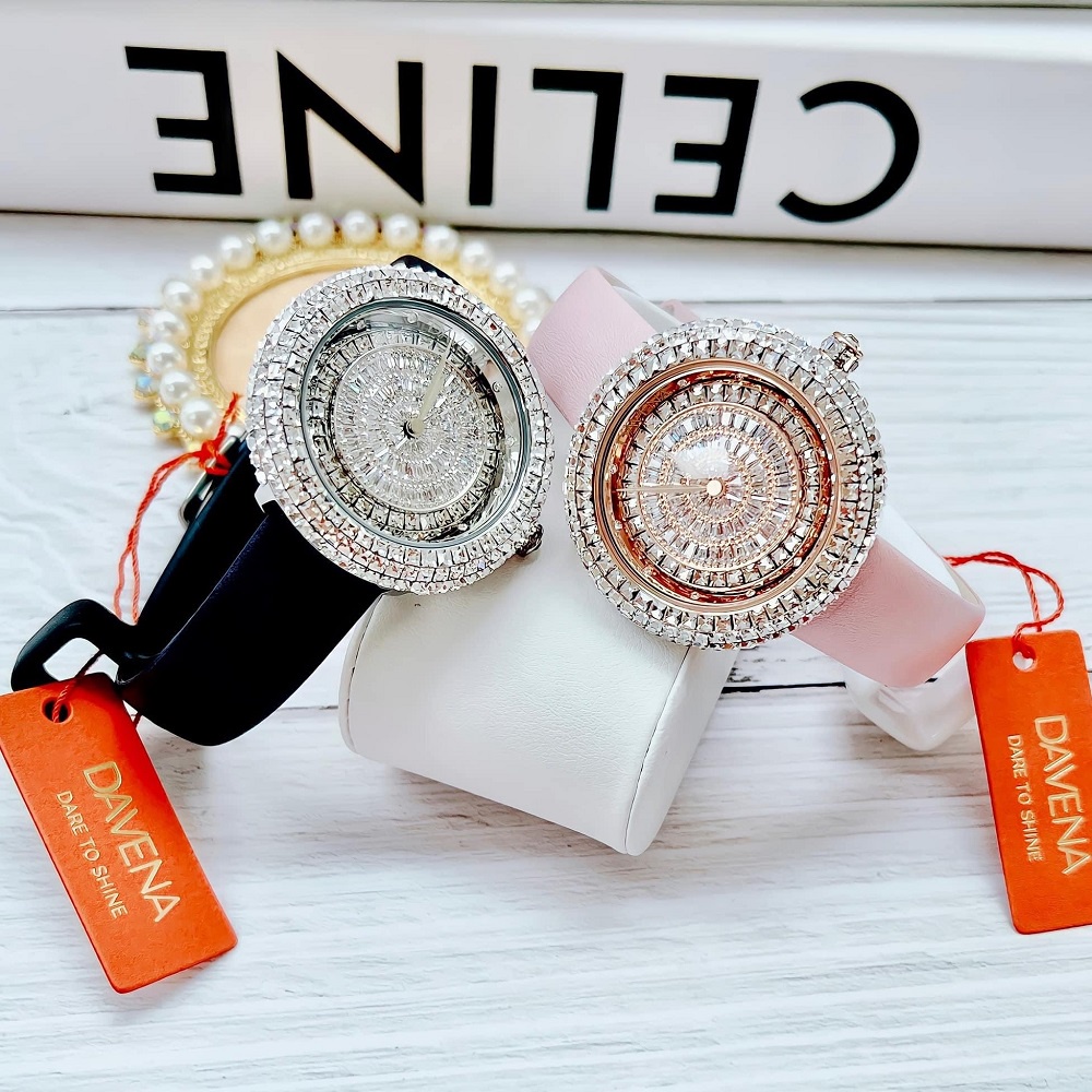 Đồng Hồ Nữ Davena 32091 Dây Da Hồng Rose Gold Chính Hãng 39mm