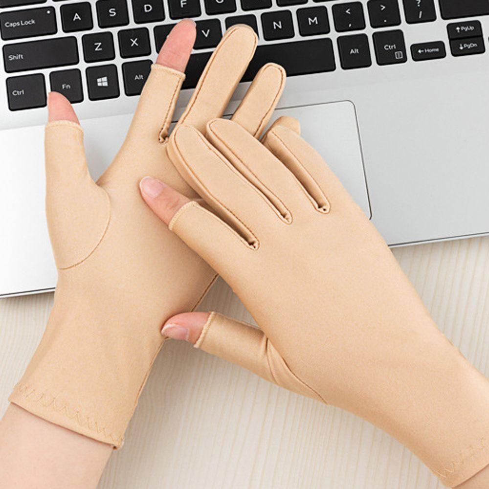 Găng Tay Lái Xe Hai Ngón Vải Lụa Lạnh Co Giãn Thoáng Khí Cho Nữ