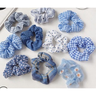 Scrunchies, dây buộc tóc scrunchies màu xanh da trời