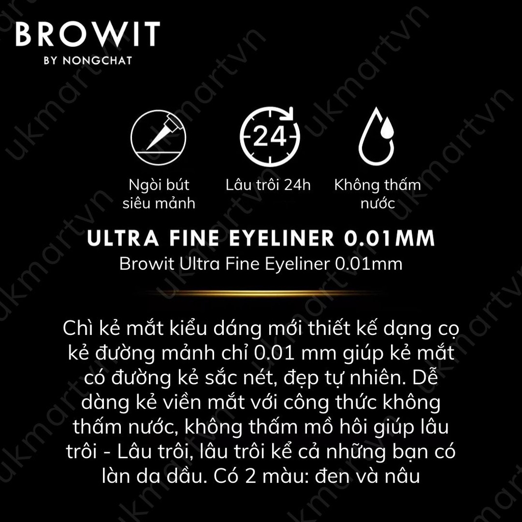 Bút Kẻ Mắt Nước Chống Trôi Cao Cấp Browit Ultra Fine Eyeliner 0,01 Mm #Brown #Black 0,5Gr
