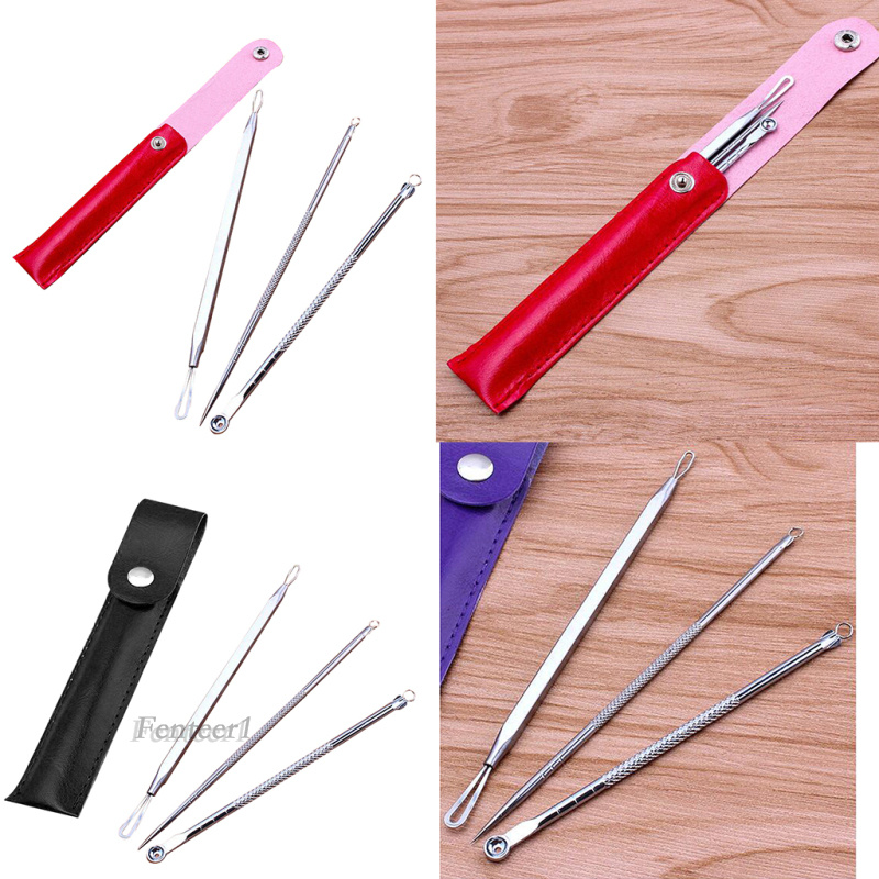 [Fenteer1] Dụng Cụ Nặn Mụn Đầu Đen 3 Phong Cách Hữu Ích Kèm Hộp Đựng