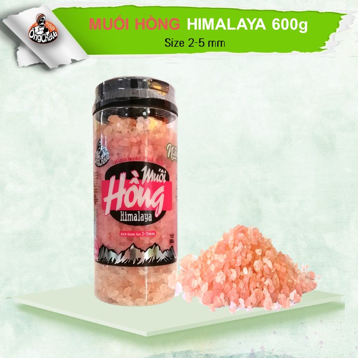 Muối Hồng Himalaya 600g (Size 2-5mm) Ông Chà Và-Dạng Hũ-Himalayan Pink Salt