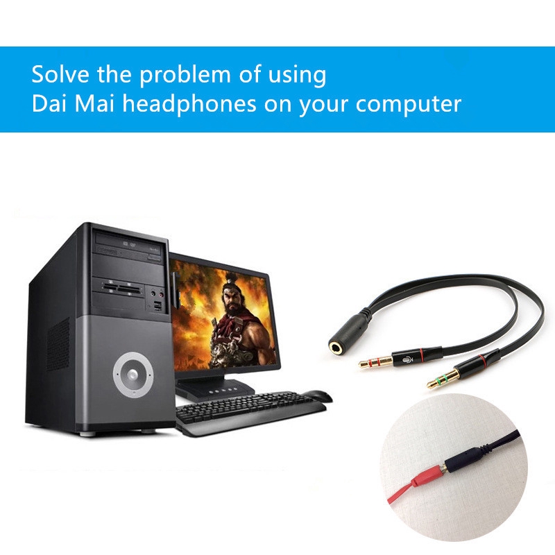 Cáp chia tai nghe hình chữ y jack cắm 3.5mm cho laptop/pc tiện dụng