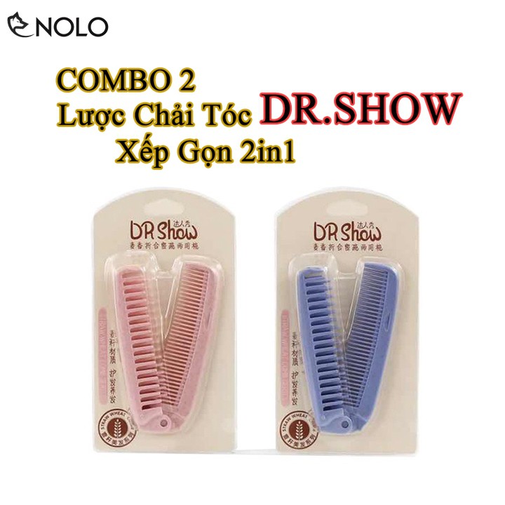 Combo 2 Lược Chải Tóc Xếp Gọn 2in1 Dr.Show Model M2 Nhựa Lúa Mạch An Toàn