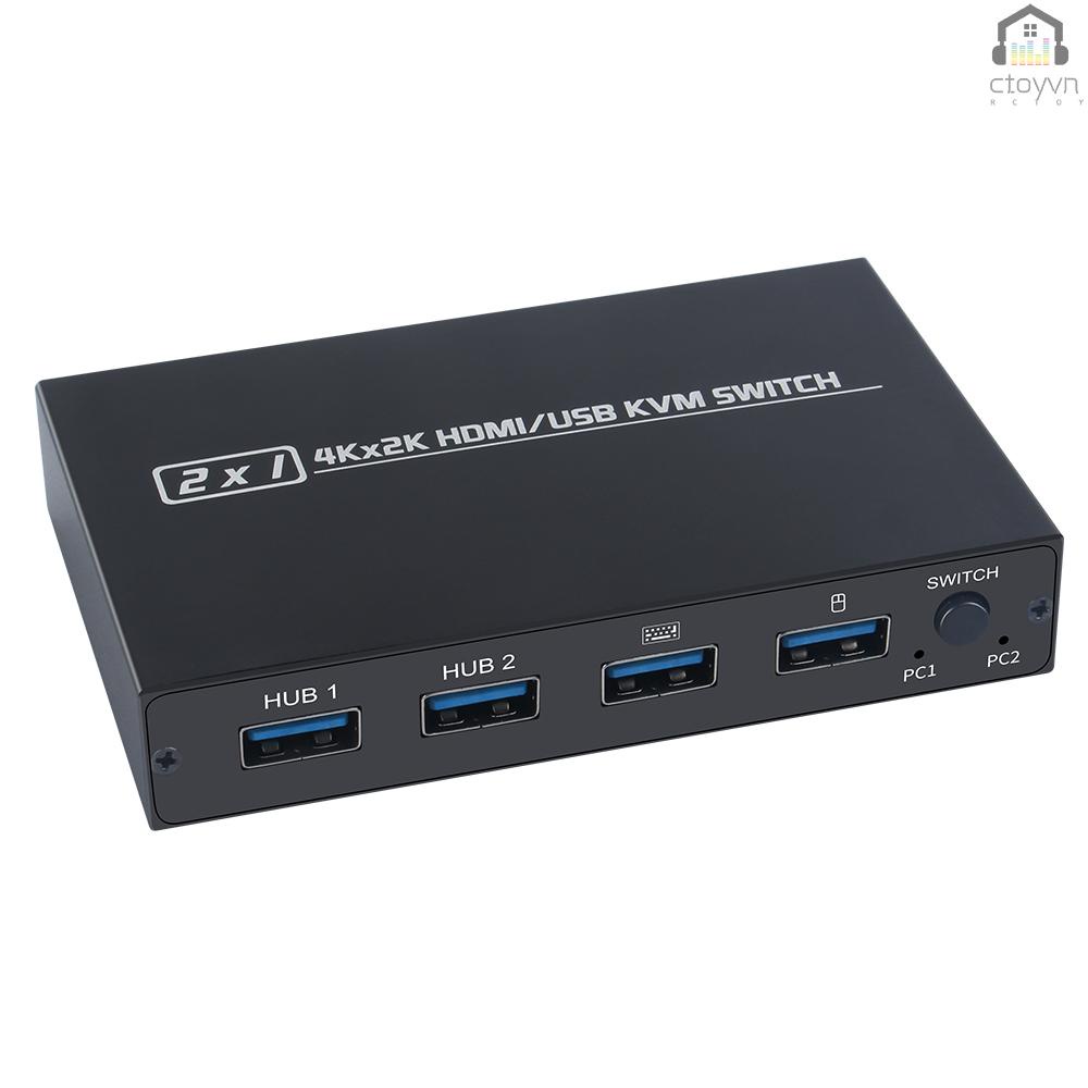 Công tắc chuyển đổi kèm cáp AIMOS AM-KVM 201CL 2 trong 1 HDMI/USB KVM HD 2K*4K 2 dành cho bàn phím chuột vi tính