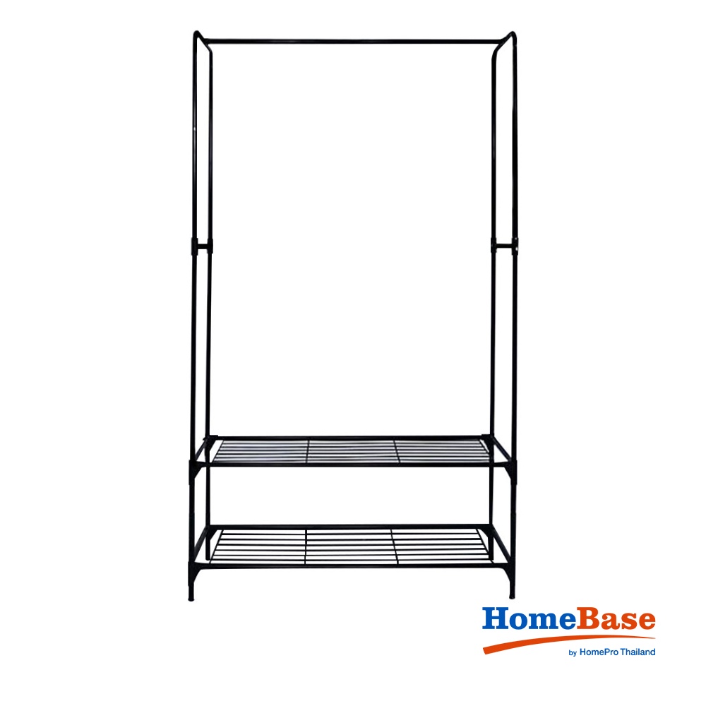 HomeBase ME LIVING Thanh treo quần áo kèm giá 2 tầng PIXEL bằng thép Thái Lan W98xH170xD34cm màu đen