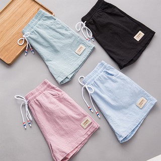 Quần Short Cotton Và Linen Ống Rộng Phong Cách Hàn Quốc Cho Nữ