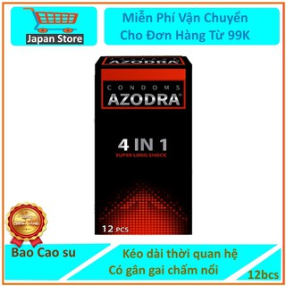 [Chính hãg ] Bao cao su AZODRA 4 in 1 Gân, Gai,Mỏng,Kéo dài thời gia quan hệ hộp12c -CAM KẾT HÀNG CHẤT LƯỢNG TỐT