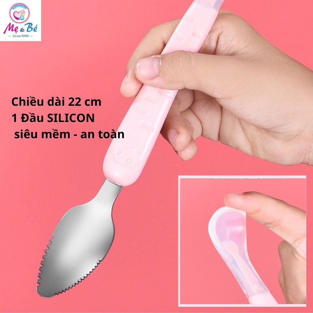 Thìa nạo hoa quả 2 đầu 2in1 silicon giúp bé ăn dặm Baby And Me