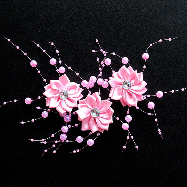 Kẹp tóc hoa vải tua rua màu sắc đáng yêu cho bé BE06