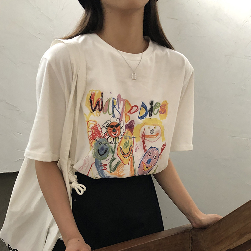 White short-sleeved female Korean loose half-sleeved T-shirt female 2020 new summer all-match bottoming shirt top tees