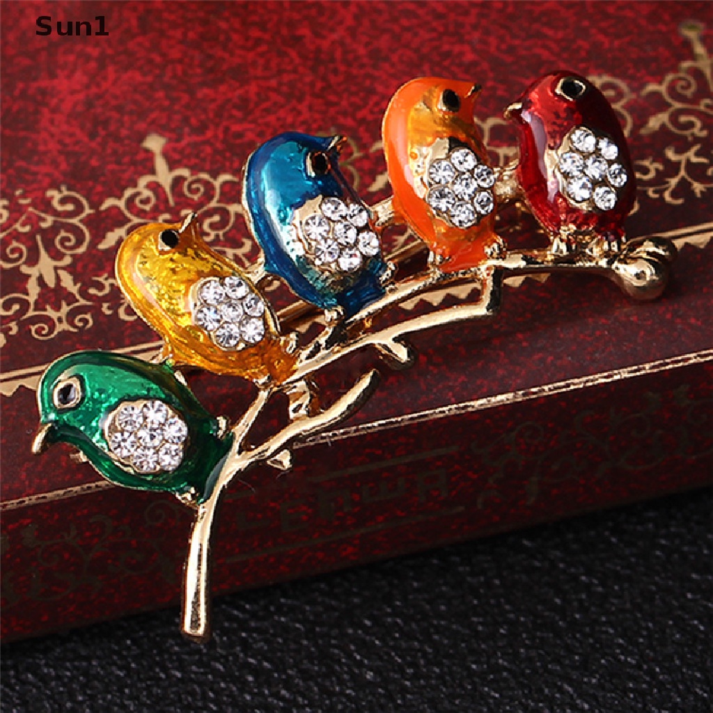 Trâm Cài Áo Hình Chú Chim Tráng Men Đính Đá Pha Lê Thời Trang 1 &gt;